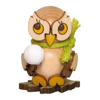 HOLZFIGUR Eulenkind mit Schneekugel 4 cm - Multicolor, Holz (3/4/3cm)