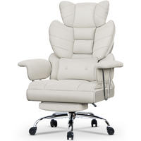 CHEFSESSEL ergonomisch, Leder, Fußstütze – Weiß - Weiß, Metall (58/128/50cm) - Rattantree