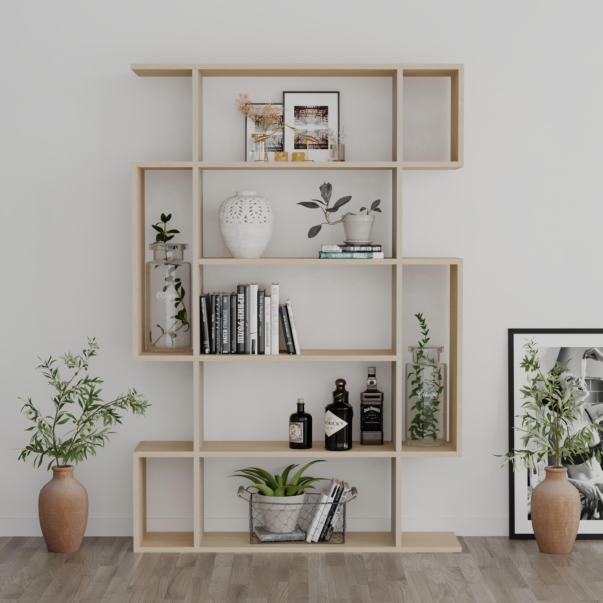 Thumbnail - Decortie Bücherregal, Mehrfarbig, Holzwerkstoff, 108.6x160.8x25.3 cm, Wohnzimmer, Regale, Bücherregale