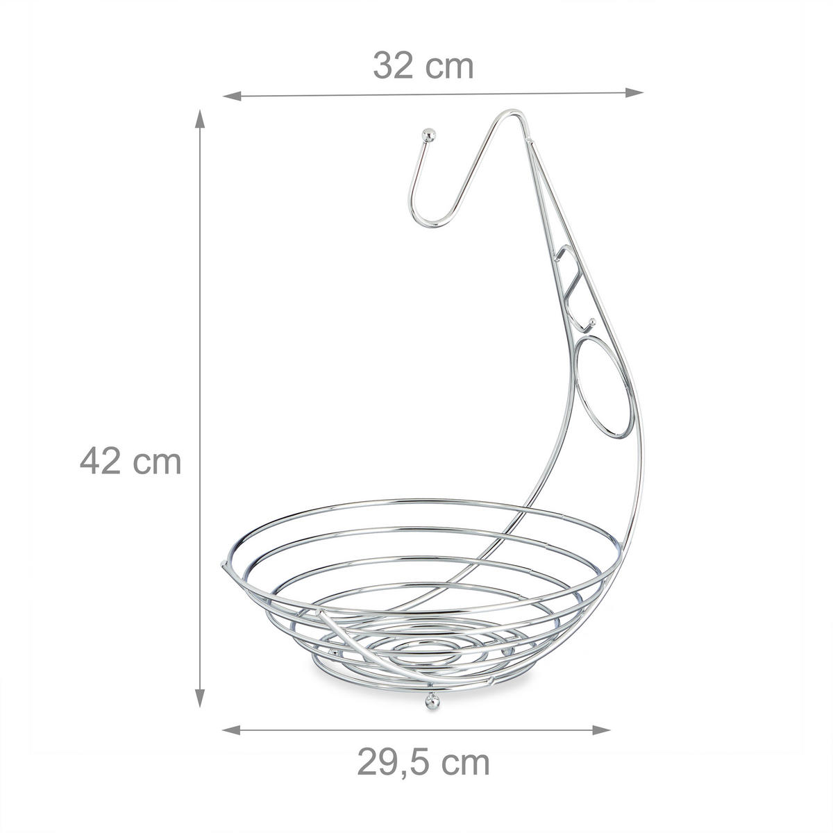 OBSTKORB - Silberfarben, Metall (42cm) - Relaxdays