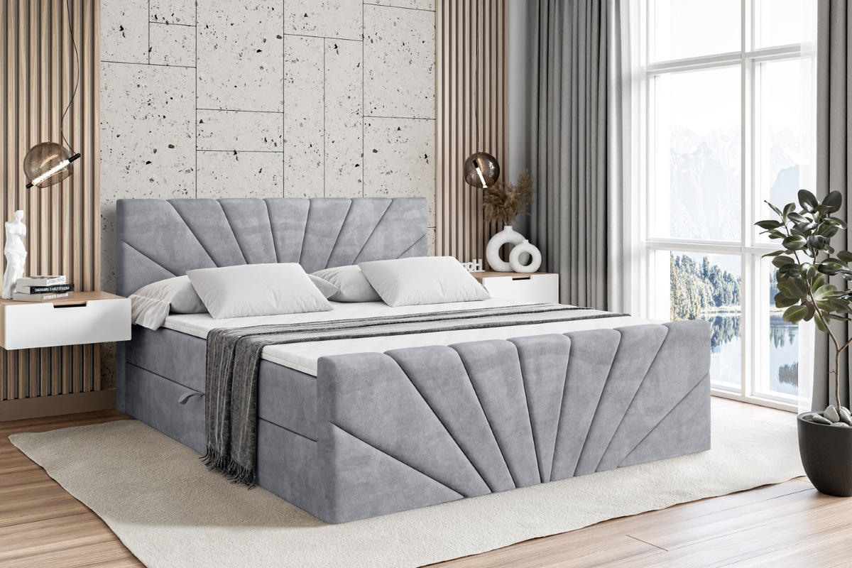 BOXBETT MILTIO-Z - 140x200 cm - H3 - Hellgrau - Hellgrau, Holzwerkstoff (140/200cm) - ALTDECOR