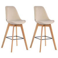 BARHOCKER Medoc, 2er Set, Gestell Natura, Samt Creme - Creme/Naturfarben, Holz/Textil (48/100/56cm) - TPFLiving