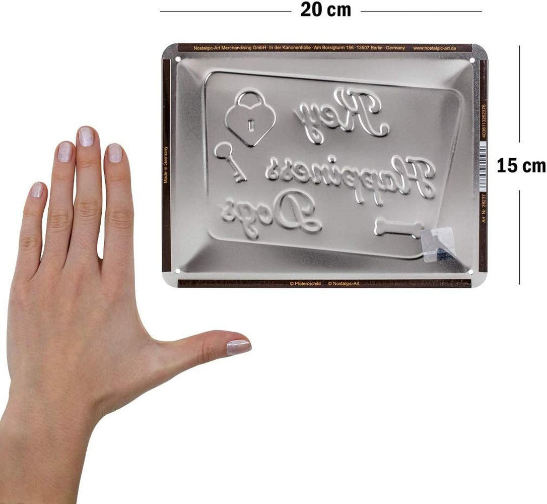 BLECHSCHILD 15/20 cm PfotenSchild Key to Happiness - Multicolor, Metall (20/15/0.5cm) - Nostalgic-Art