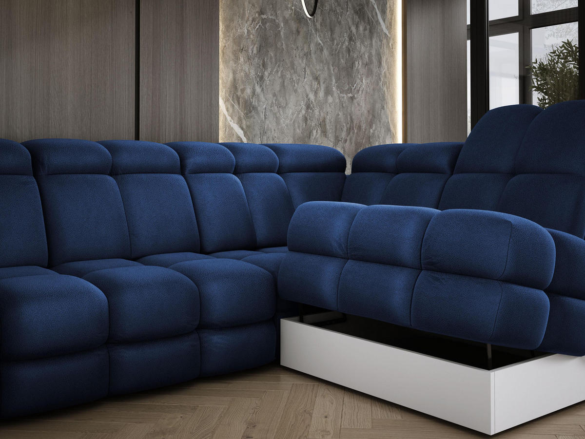 ECKSOFA TOLLO Solar-stoff U-form 400x217x105 cm blau - Blau, Holz/Textil (400/217cm) - DomoHome