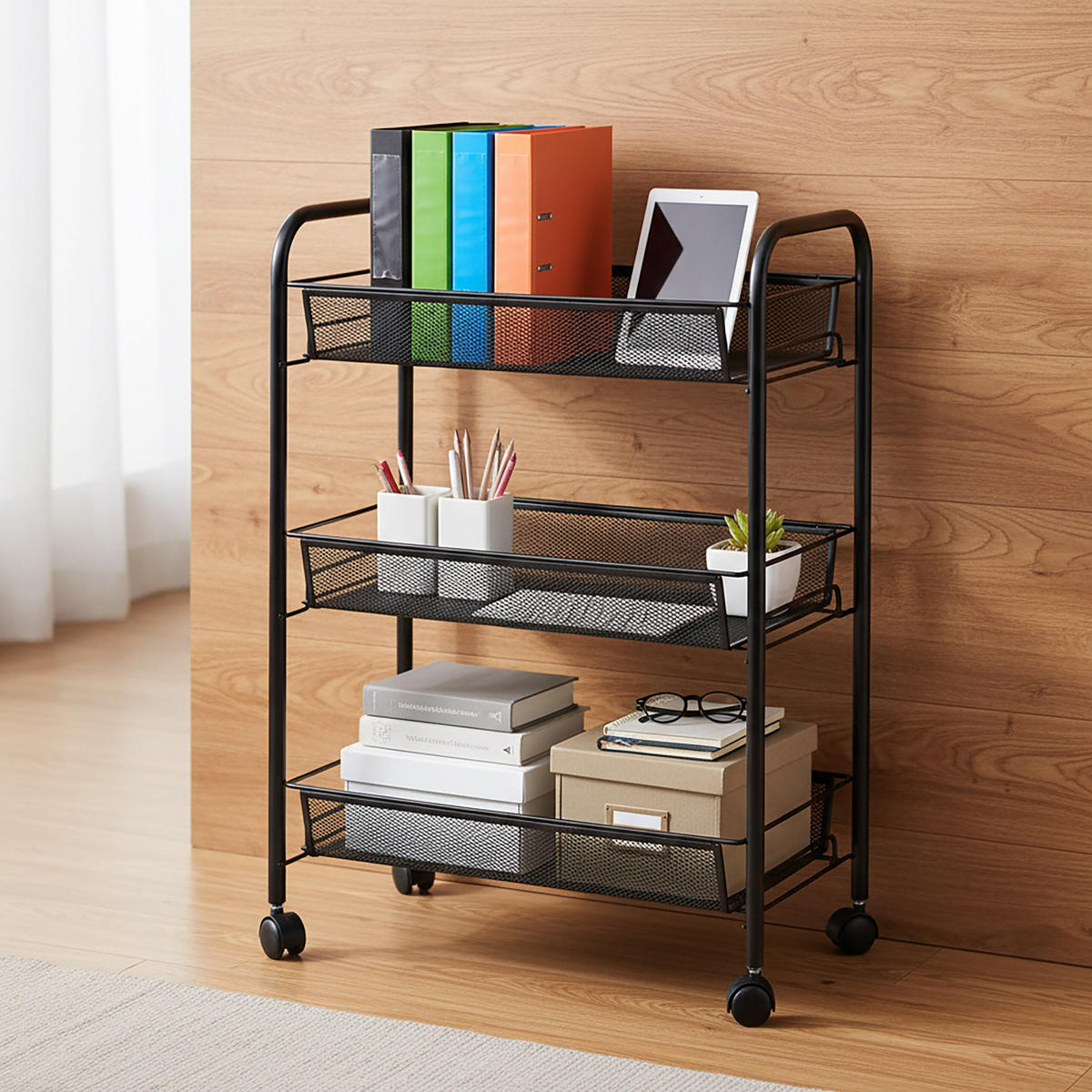 VOZÍK - černá, kov/plast (43.5/62.5/26cm) - Relaxdays