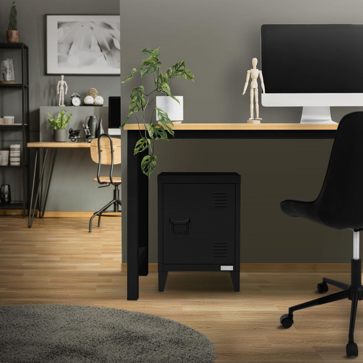 AKTENSCHRANK - Schwarz, Metall (30/57.5/40cm) - ML-DESIGN