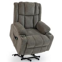 RELAXSESSEL 91/84/106 cm hellbraun aus Samt mit Aufstehhilfe Massage- und Wärmefunktion - Hellbraun, Textil (84/106/91cm) - OKWISH