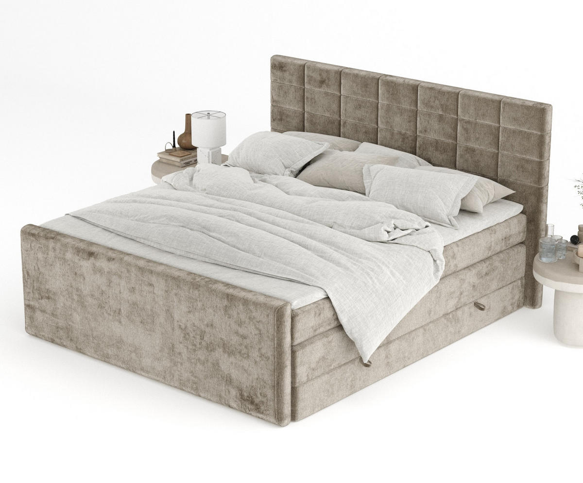 BOXSPRINGBETT Ava Beige 180/200 cm - Beige/Schwarz, Holz/Holzwerkstoff (180/200cm) - Maison de Reve