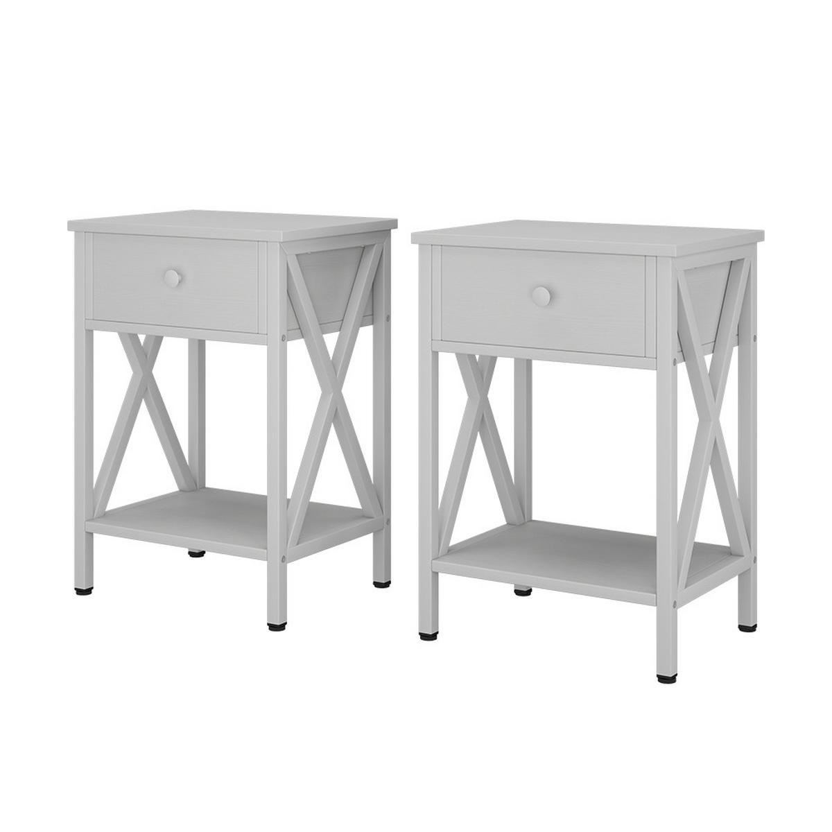 NACHTTISCH Keno Weiß 40 x 55 cm 2er Set - Weiß, Holzwerkstoff (40/55/30cm) - Vicco