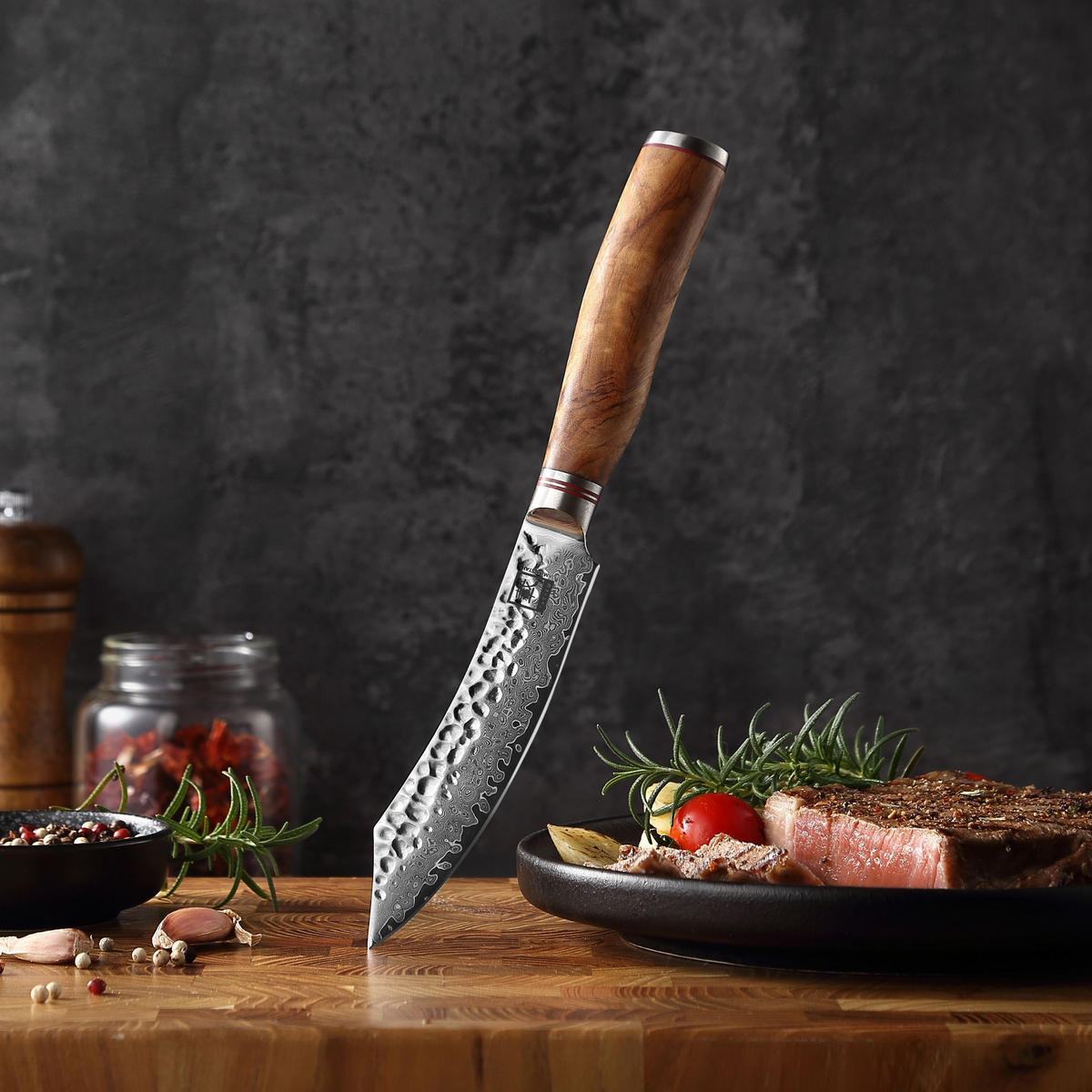STEAKMESSER 12 cm - Braun, Holz/Metall (34cm) - Zayiko