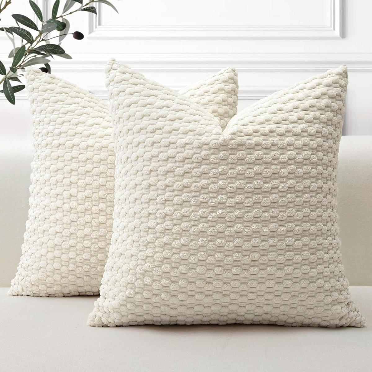 KISSENBEZUG – ohne Füllung – weiß – 45 x 45 cm – 2 Stück - Weiß, Textil (45/45cm)