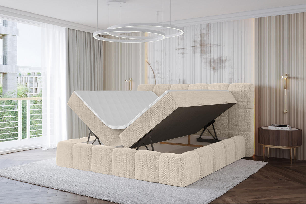 BOXBETT - AURI-H3 - 120x200 Beige Aragon - Ecru, Holzwerkstoff (120/200cm) - ALTDECOR