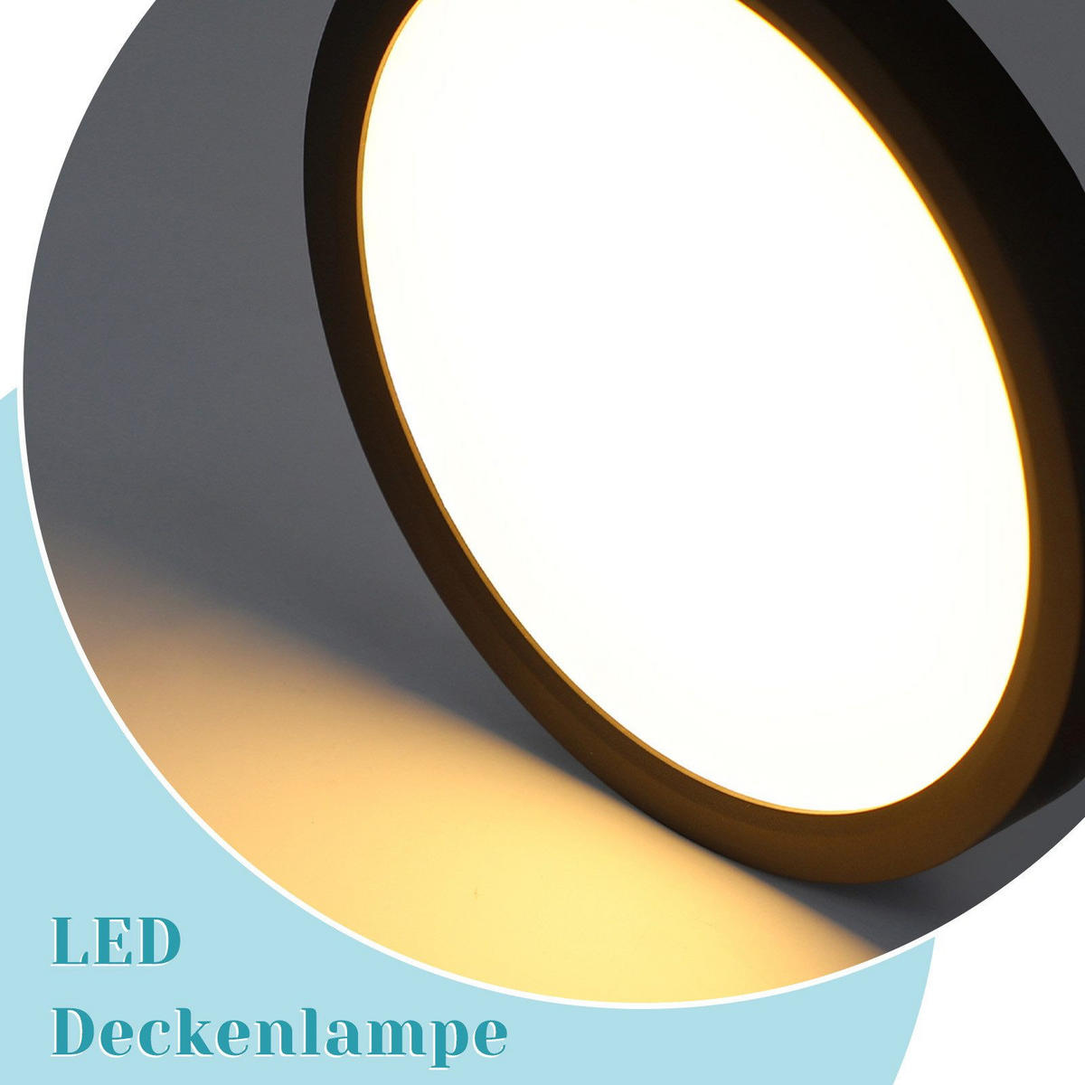 LED-DECKENLEUCHTE Emerson 30/30/3 cm - Schwarz, Kunststoff (30/30/3cm) - Nettlife