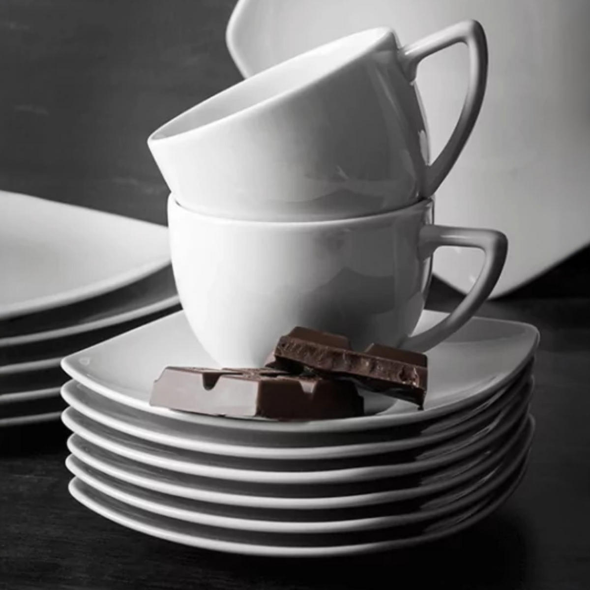 KAFFEETASSENSET CARLINA 12-tlg - Weiß, Keramik (14/2/14cm) - KONSIMO®