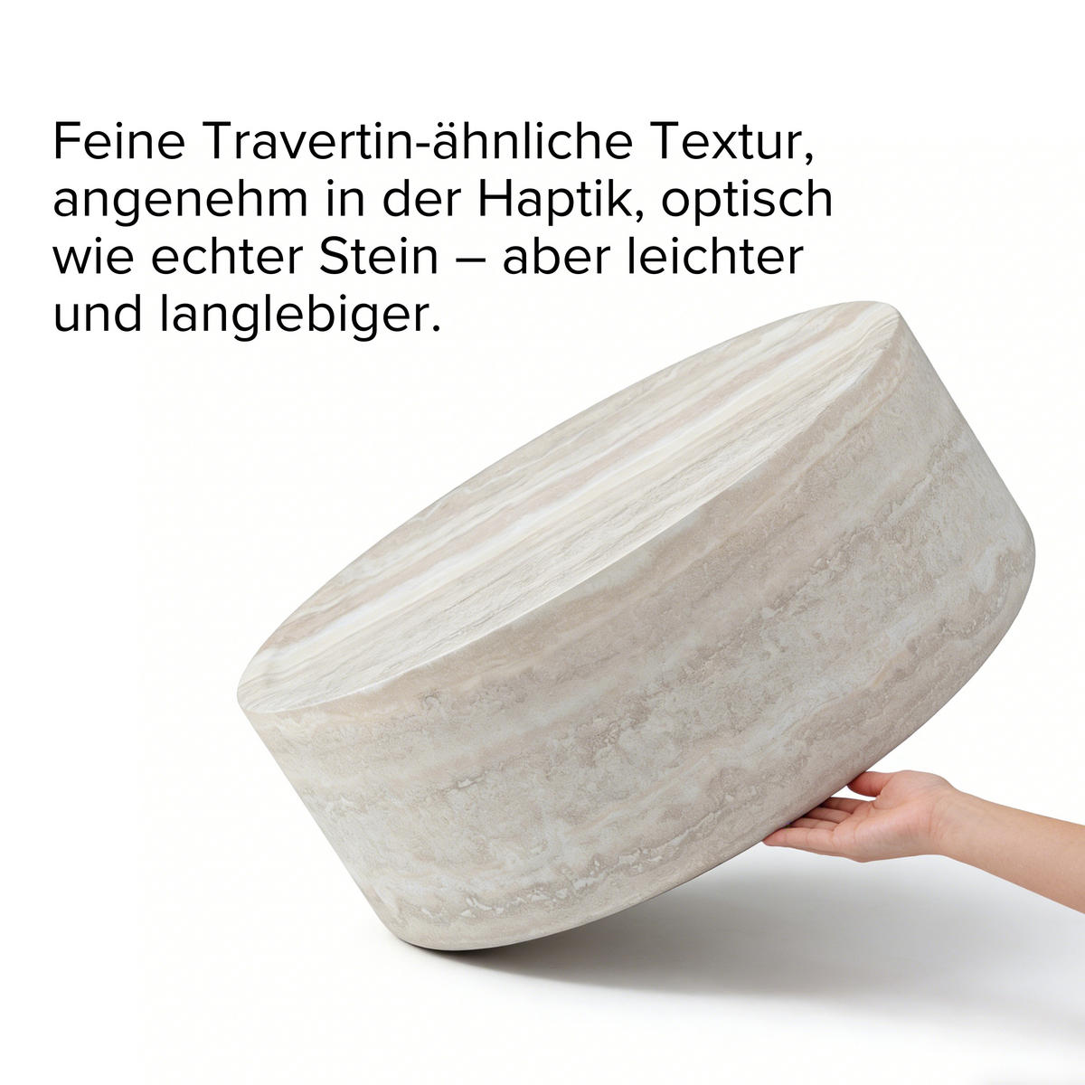 RUNDER BEISTELLTISCH Cremeweiß - Beige, Holzwerkstoff (80/80/30.5cm)