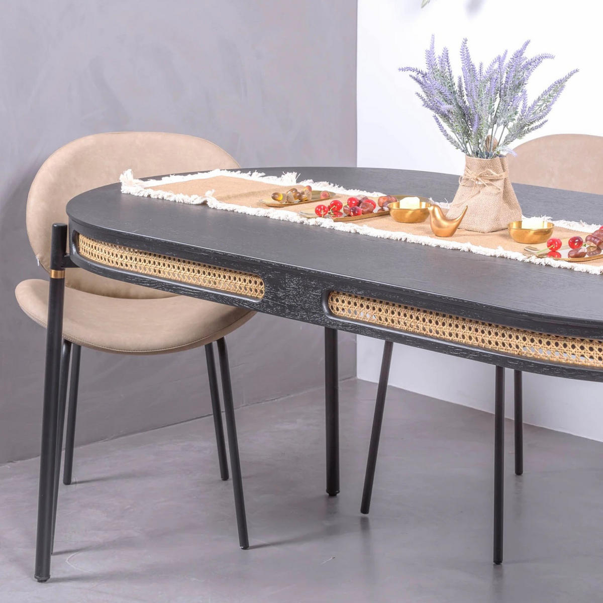 ESSTISCH Oval Schwarz 90/180/76 cm - Schwarz, Naturmaterialien (90/180/76cm) - Nest Dream