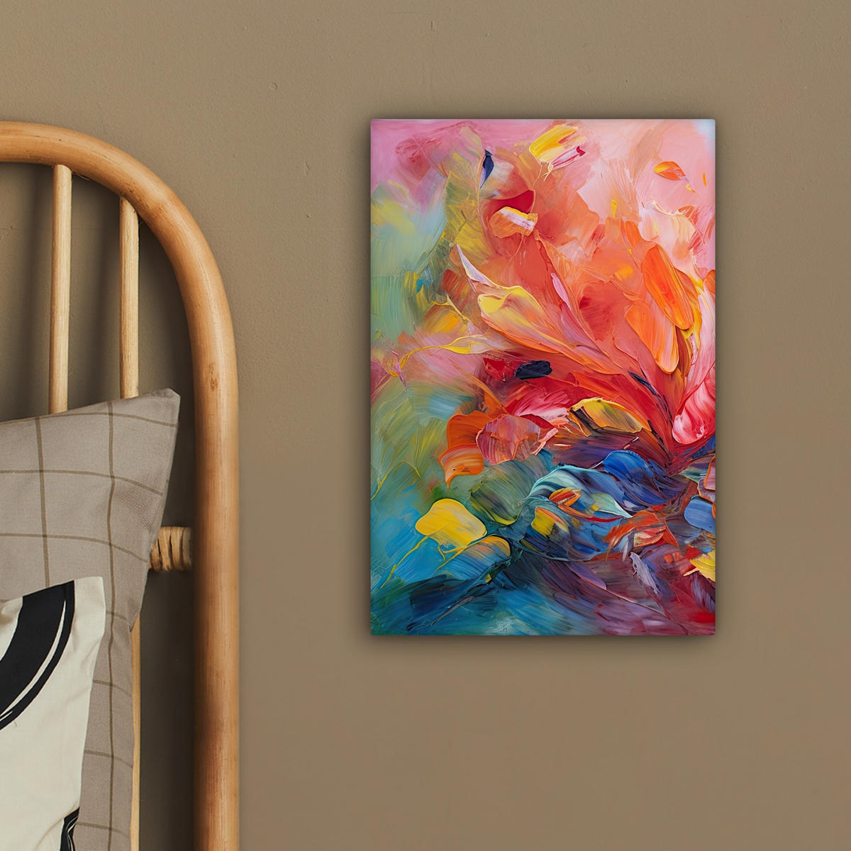 LEINWANDBILD Ölgemälde - Kunst - Abstrakt - Farbenfroh 20x30 cm - Altrosa, Textil (20/30cm) - MuchoWow