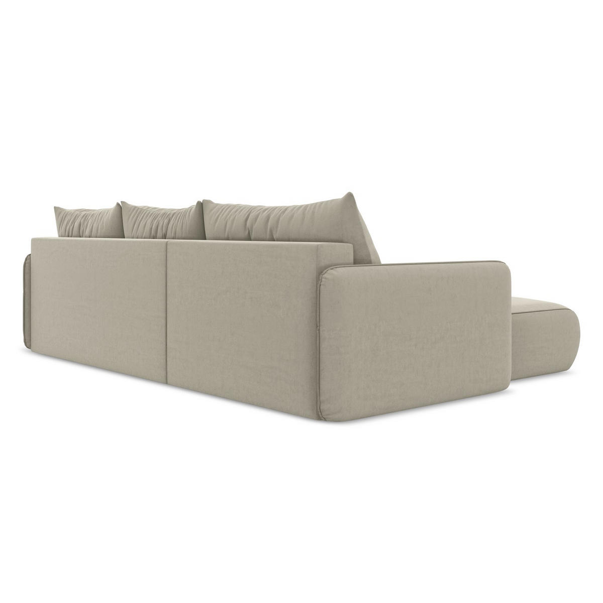ECKSOFA mit Schlaffunktion Samt Stoff Creme - Perlmutt/Creme, Kunststoff/Textil (148/240cm) - LaMiaSofa