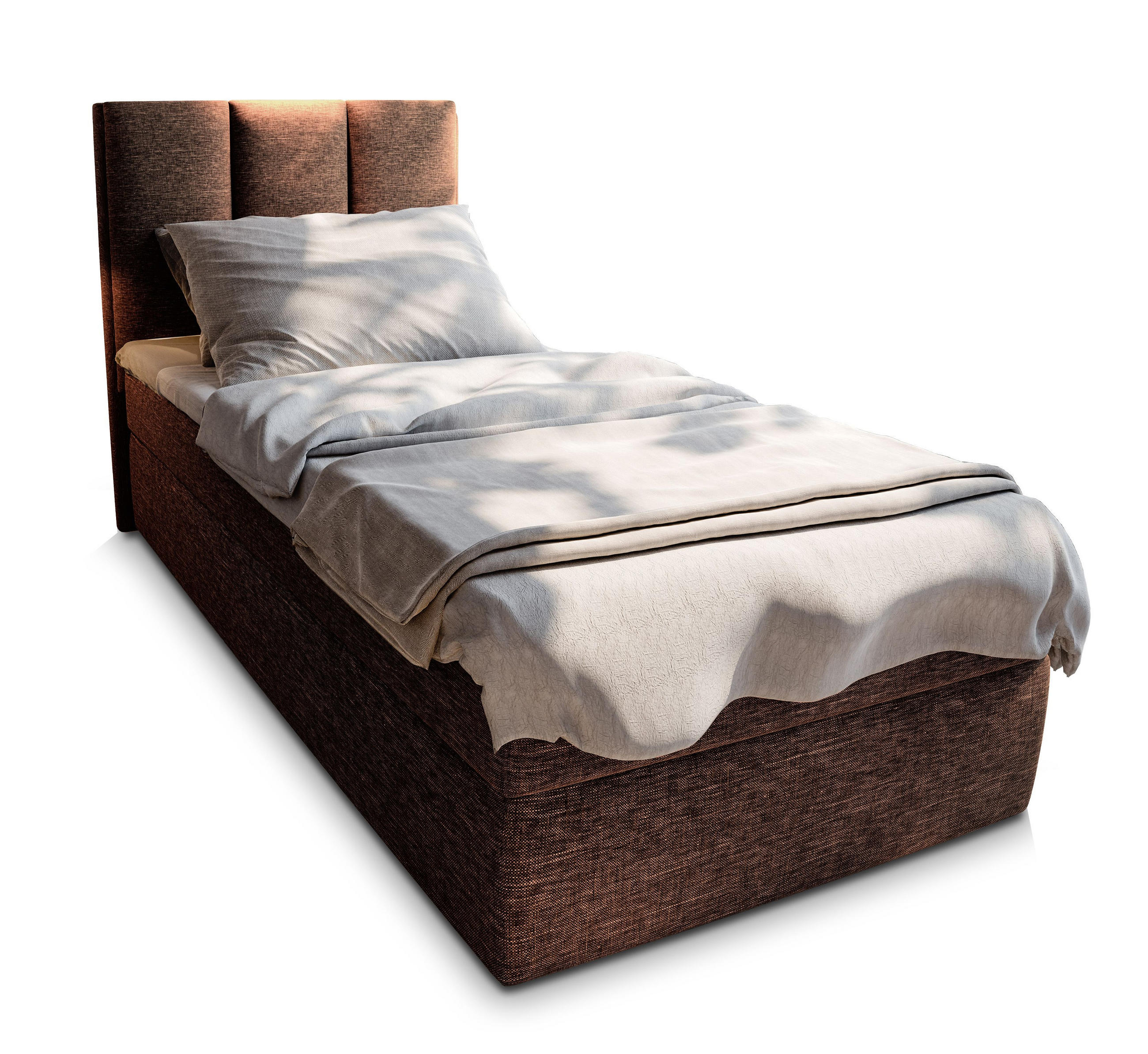 BOXBETT MERIL 80 80x200 cm mit Matratze und Topper - Braun - Braun, Holz (80/200cm) - MASSENO