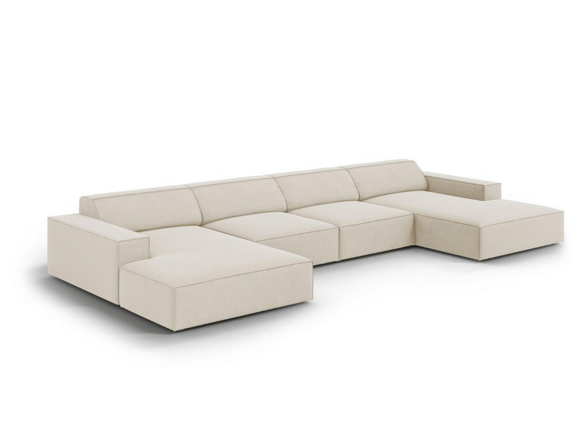 PANORAMASOFA Jodie aus Samt dunkelbeige 6 Sitzplätze - Mokka, Textil (166/70/364cm) - Micadoni