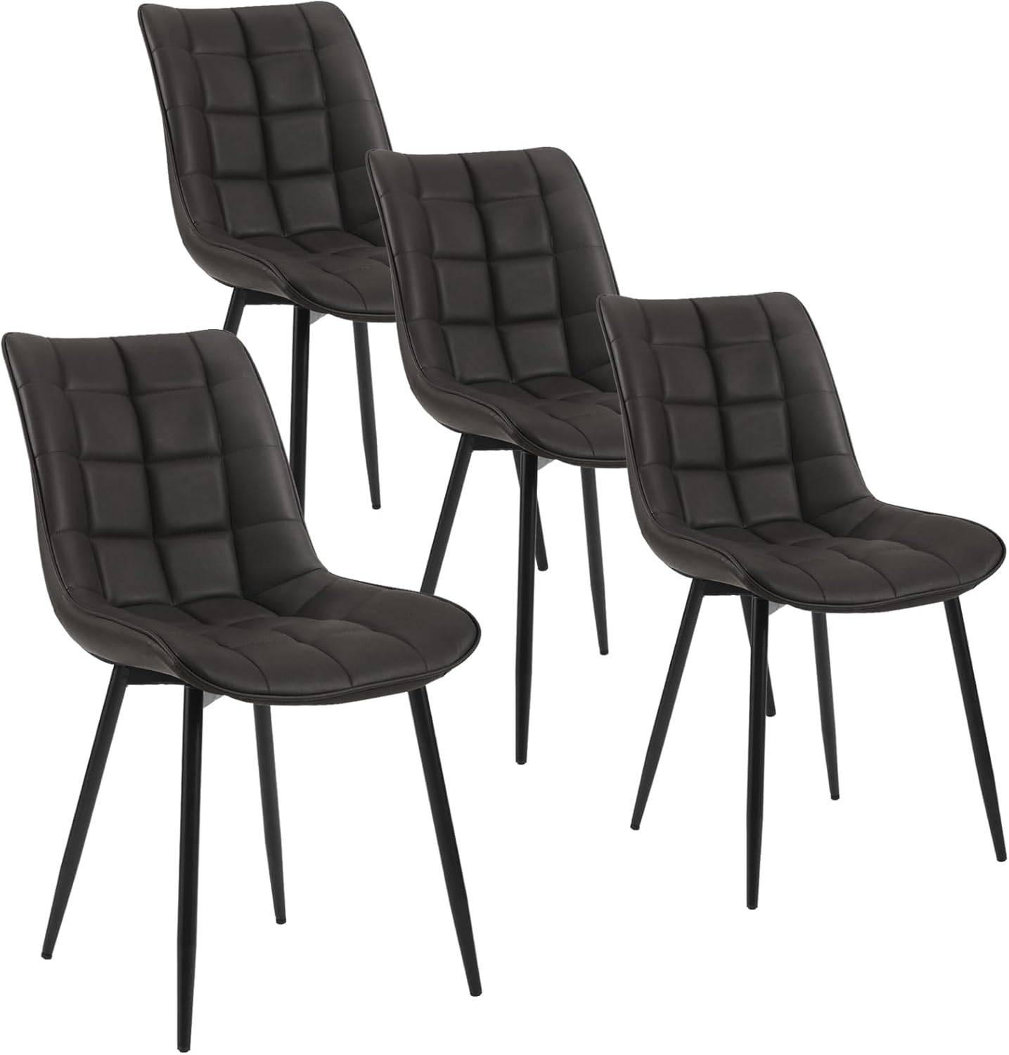 ESSZIMMERSTUHL 4er Set, Sitzfläche aus Kunstleder - Anthrazit/Schwarz, Metall (46.5/85.5/46cm) - Woltu