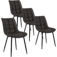 ESSZIMMERSTUHL 4er Set, Sitzfläche aus Kunstleder - Anthrazit/Schwarz, Metall (46.5/85.5/46cm) - Woltu