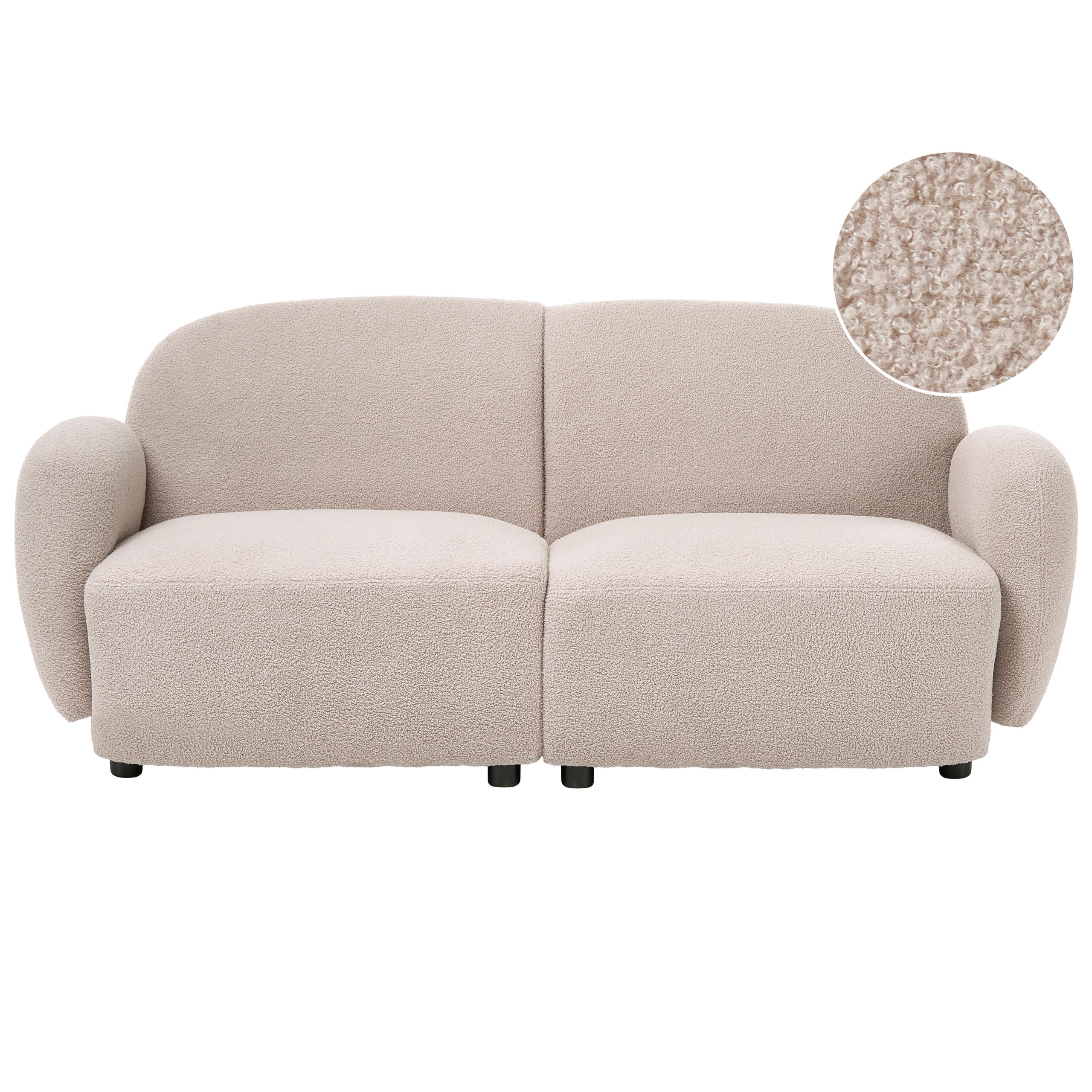 3-SITZER-SOFA Bouclé Beige Jule - Beige/Schwarz, Textil (183/77/82cm) - Beliani