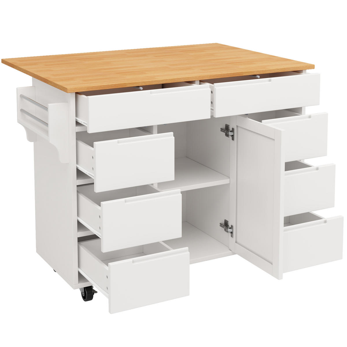 KÜCHENINSEL mit Klapptisch 122 x 74,5 x 91,5 cm Weiß MDF - Weiß, Holz (74.5/91.5/122cm) - Beauniv