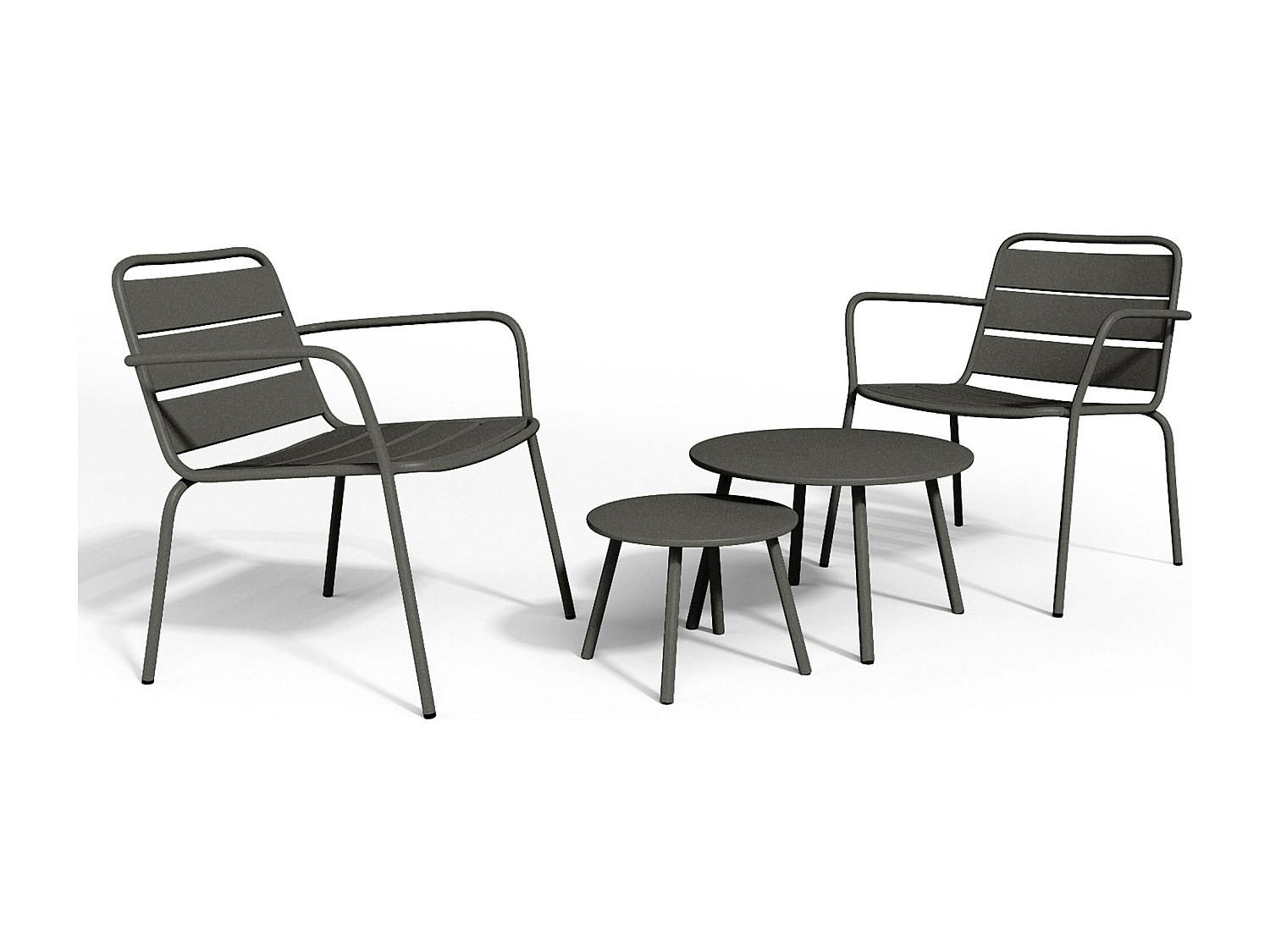 GARTENSITZGRUPPE im Set - 2 -Sitzer - Stahl - anthrazitgrau - MIRMANDE - Dunkelgrau, Metall - Vente-Unique