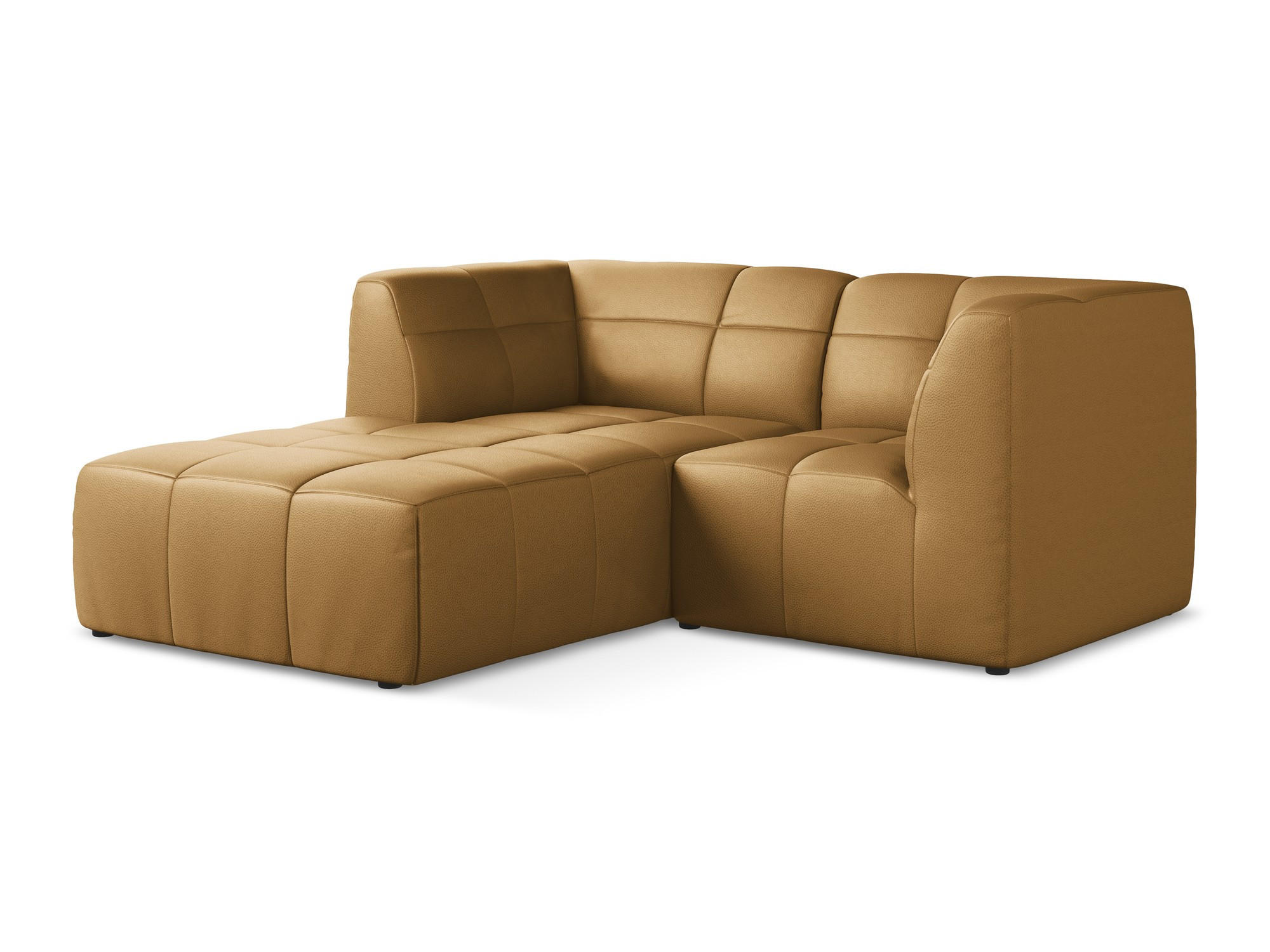 ECKSOFA Links Kunstleder Braun - Cognac/Schwarz, Holzwerkstoff/Kunststoff (191/175cm) - Makamii