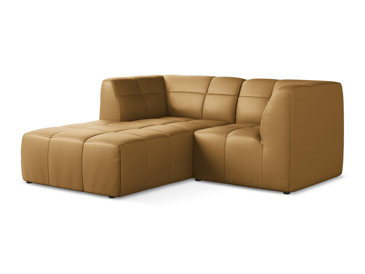 ECKSOFA Links Kunstleder Braun - Cognac/Schwarz, Holzwerkstoff/Kunststoff (191/175cm) - Makamii