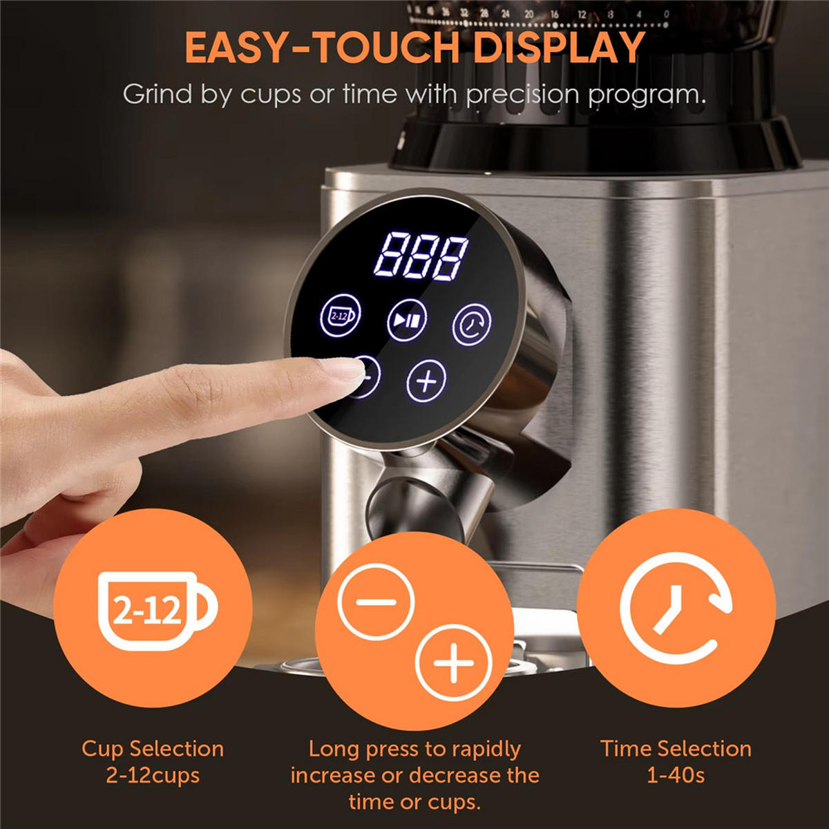 KAFFEEMÜHLE Konisch 48 Mahlgrade Espresso French Press - Silberfarben, Kunststoff (13/39/19cm) - Bextcok