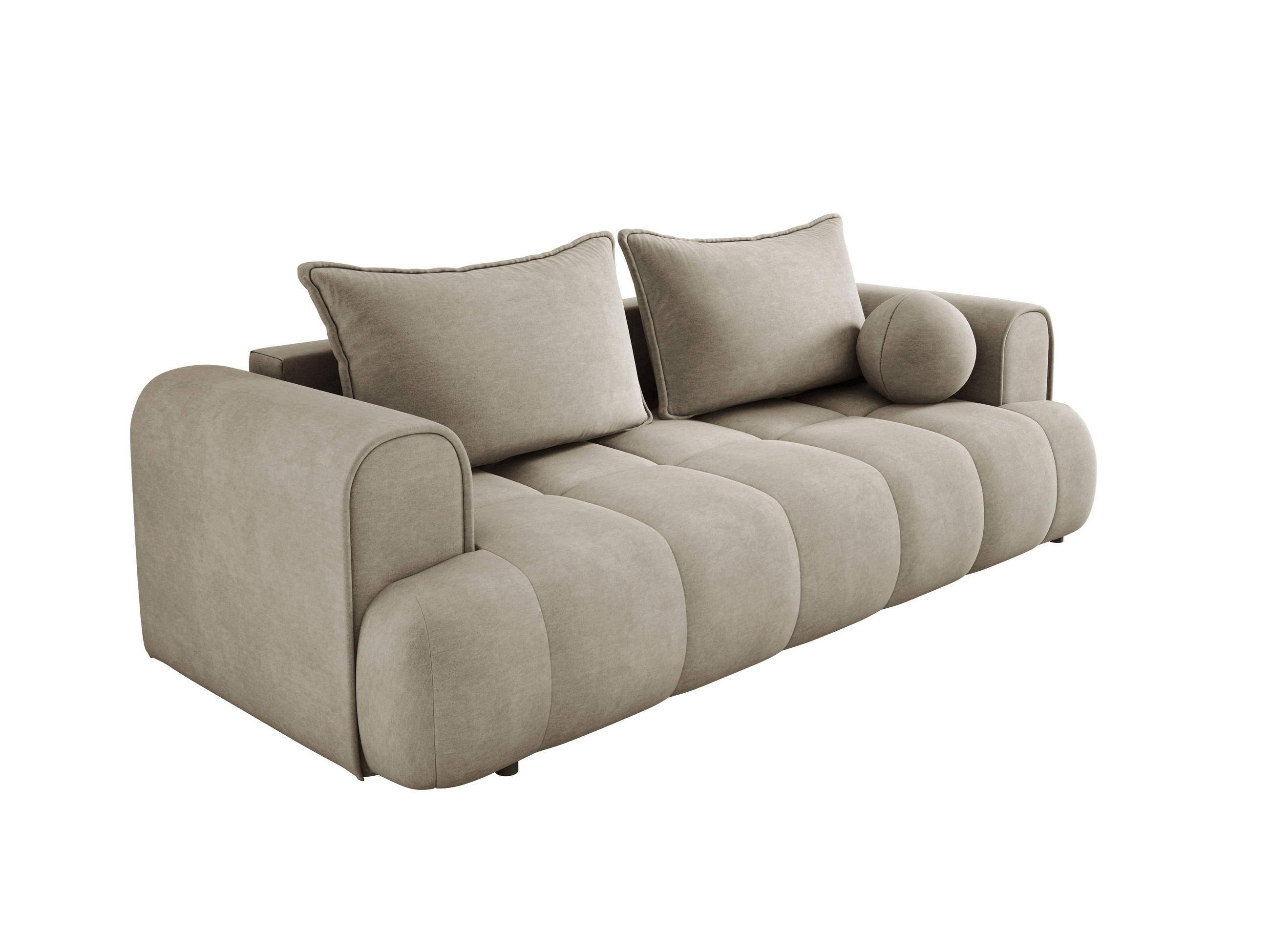 SOFA COCO SCHLAFSOFA mit Bettfunktion, CLOUD Stoffbezug, 2-Sitzer, freistehend, Größe: 250x105x90 cm, Beige - Beige, Holz/Textil (250/90/105cm) - DomoHome