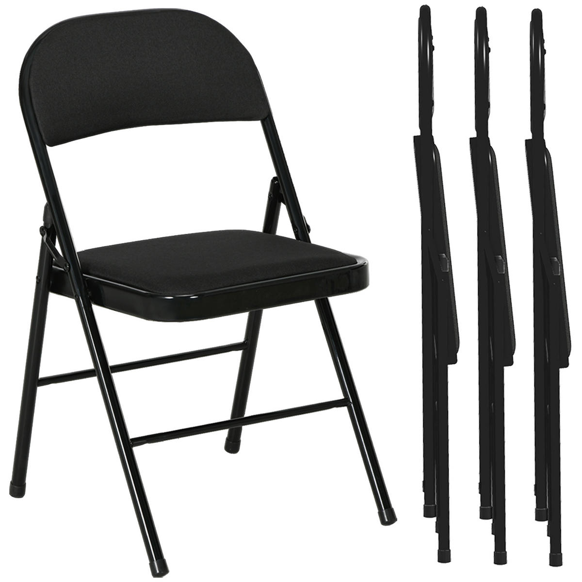 KLAPPSESSEL Schwarz 4 Stück - Schwarz, Metall (45/78/46cm) - GiPP