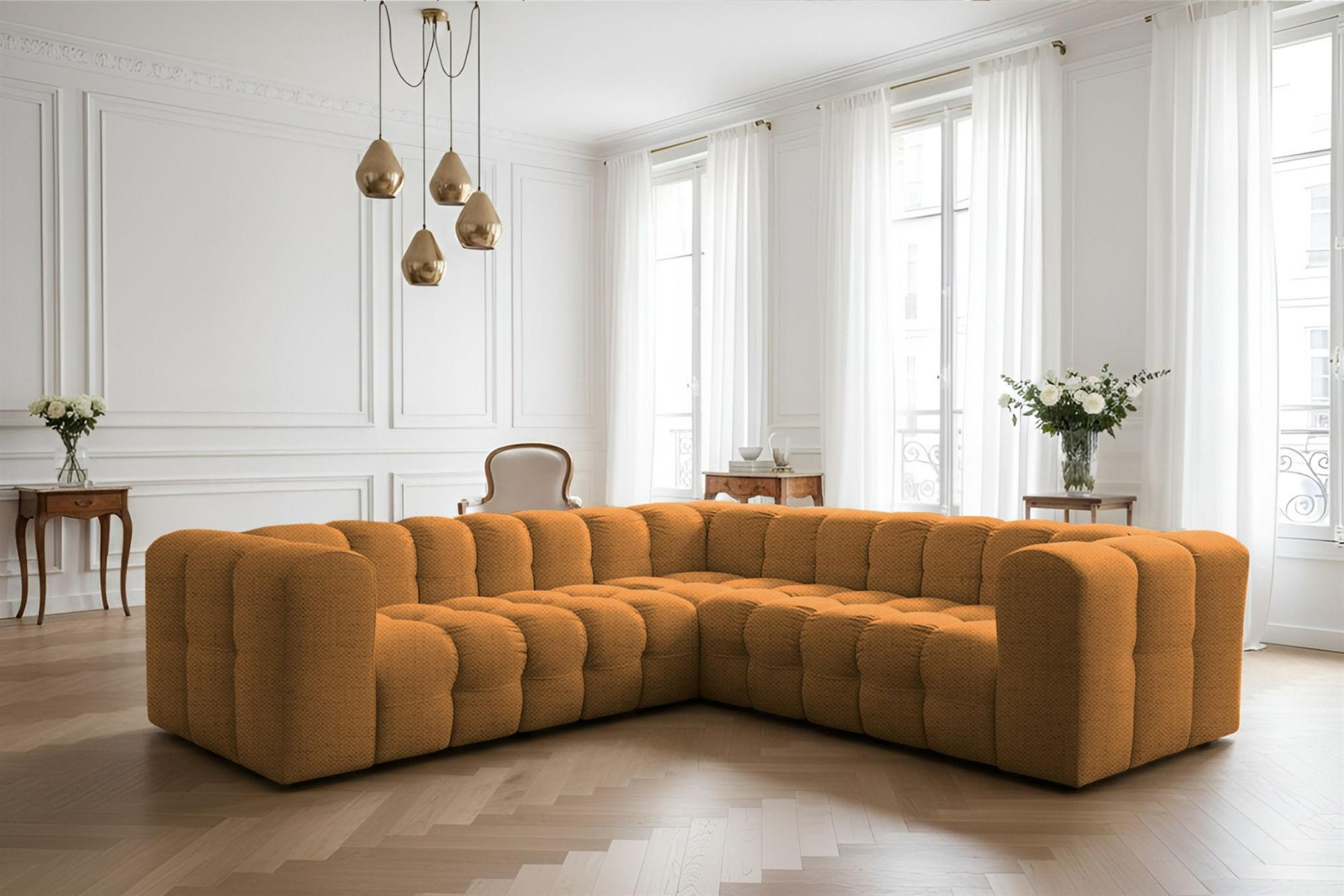 ECKSOFA Solvie Xs In Moly - Orange, Holzwerkstoff/Textil (270/270cm) - Fun Möbel