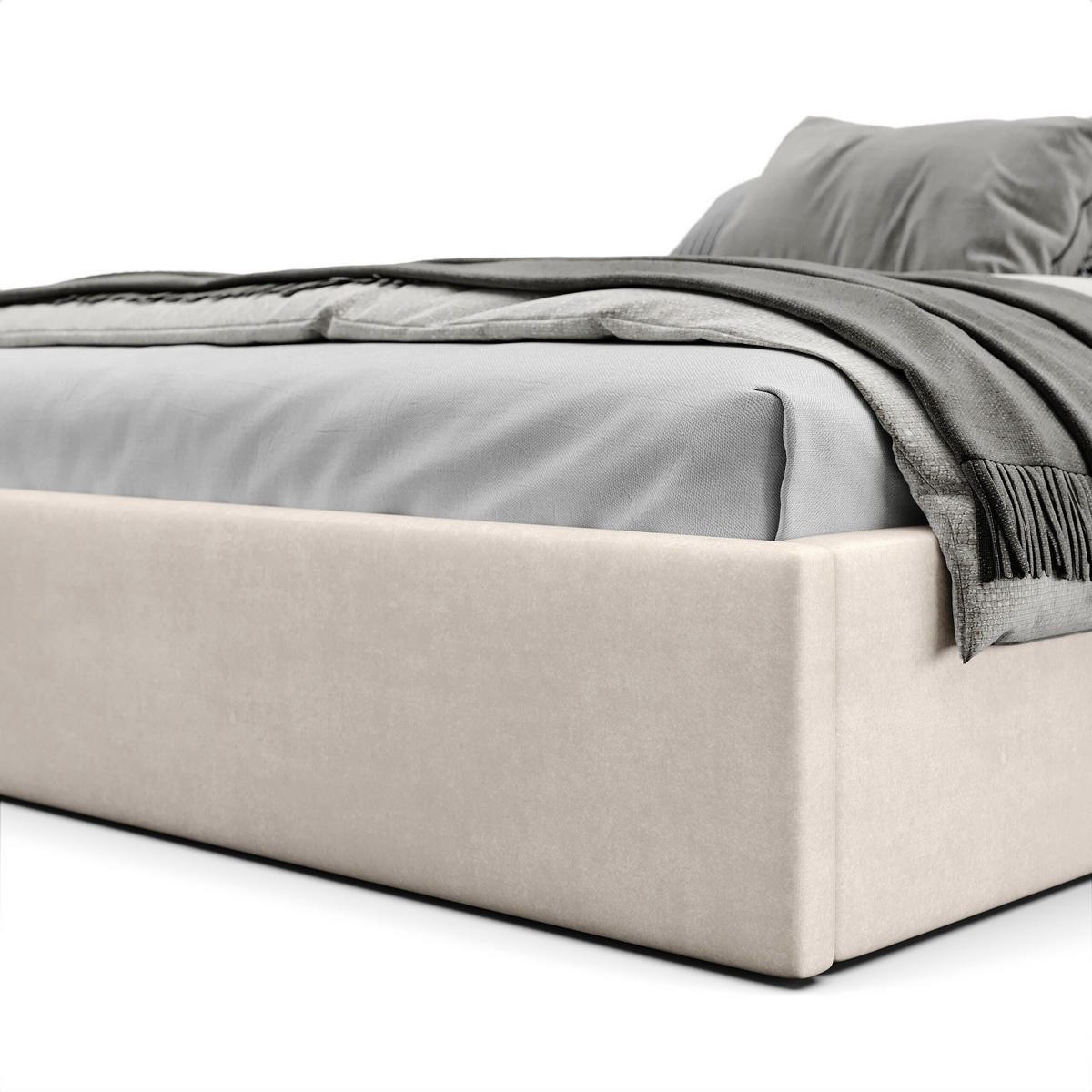 POLSTERBETT 180x200cm Bett mit Stauraum Lattenrost Creme - Creme, Holz/Holzwerkstoff (180/200cm) - Muralo