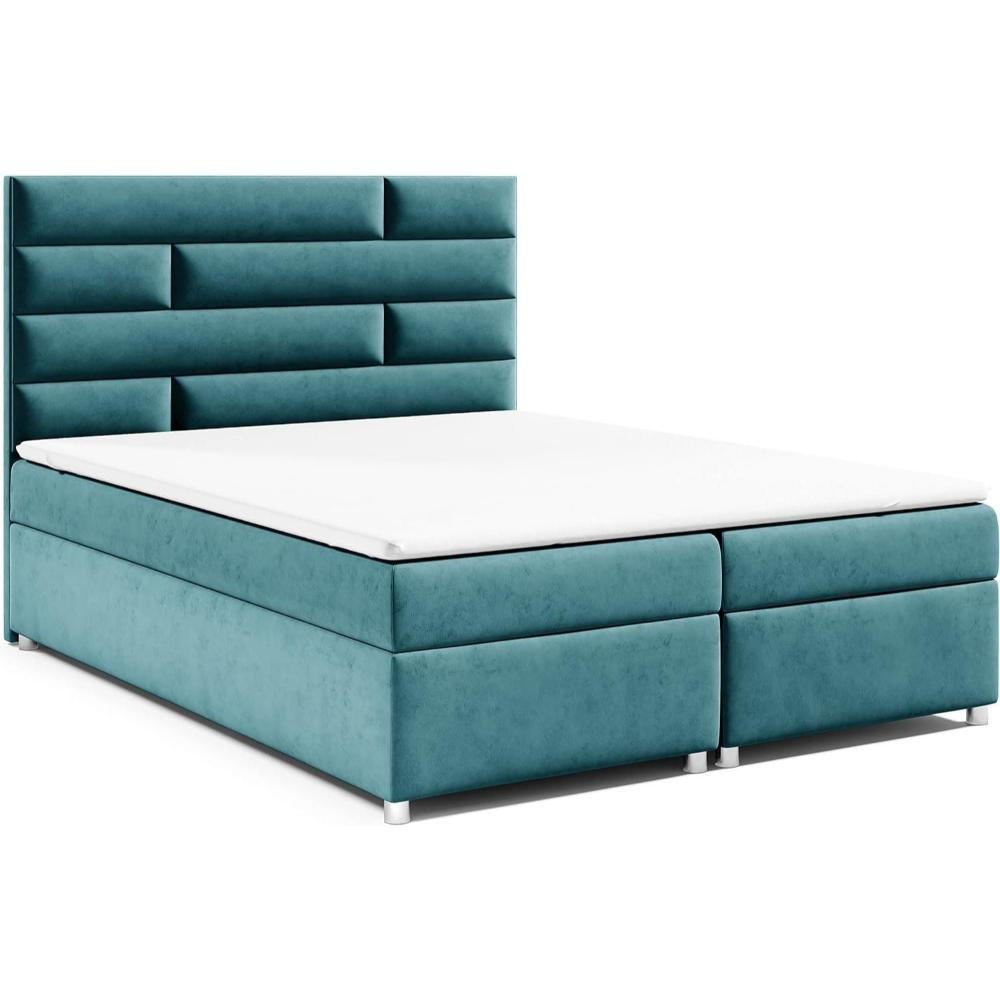 BOXBETT Trinity K-5 Bonellfederkern inkl. Topper - Hellblau, Holz/Holzwerkstoff (140/200cm) - Best For Home