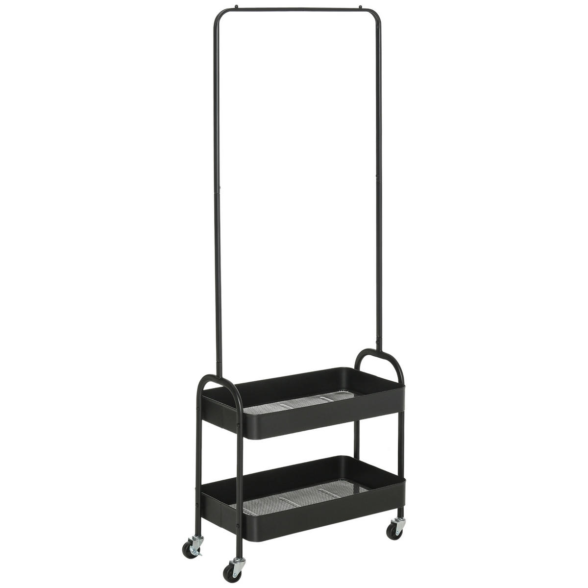 KLEIDERSTÄNDER auf Rollen, Garderobenständer mit Kleiderstange, Schwarz - Schwarz, Metall (56.5/152.5/31.5cm) - HOMCOM