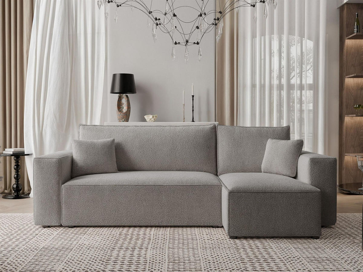 ECKSOFA Adara Mit Schlaffunktion - Grau, Holzwerkstoff/Textil (145/244cm) - Fun Möbel