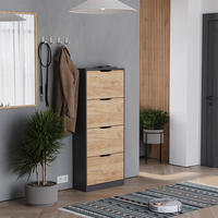 SCHUHKIPPER Luca Anthrazit/Goldkraft Eiche 59 x 137 cm mit 4 Fächern - Honigeiche/Anthrazit, Holzwerkstoff (59/137/22cm) - Vicco