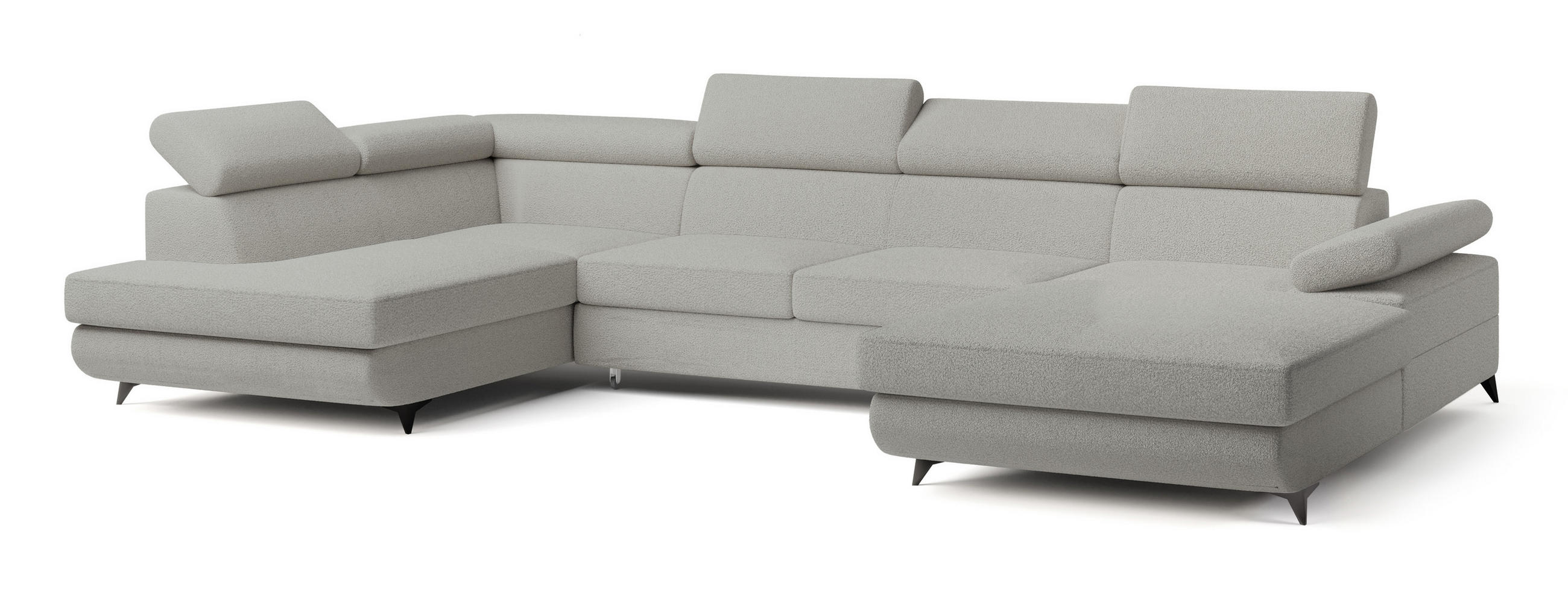 ROHOVÁ SEDAČKA RUBANO světle šedá - černá/světle šedá, kov/dřevo (339/190cm) - MASSENO