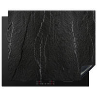 HERDABDECKPLATTE Stein - Anthrazit - Dunkelgrau - Steinstruktur Herdabdeckung Induktionsfeld 65x52 cm - Anthrazit, Kunststoff (65/52/0.2cm) - MuchoWow