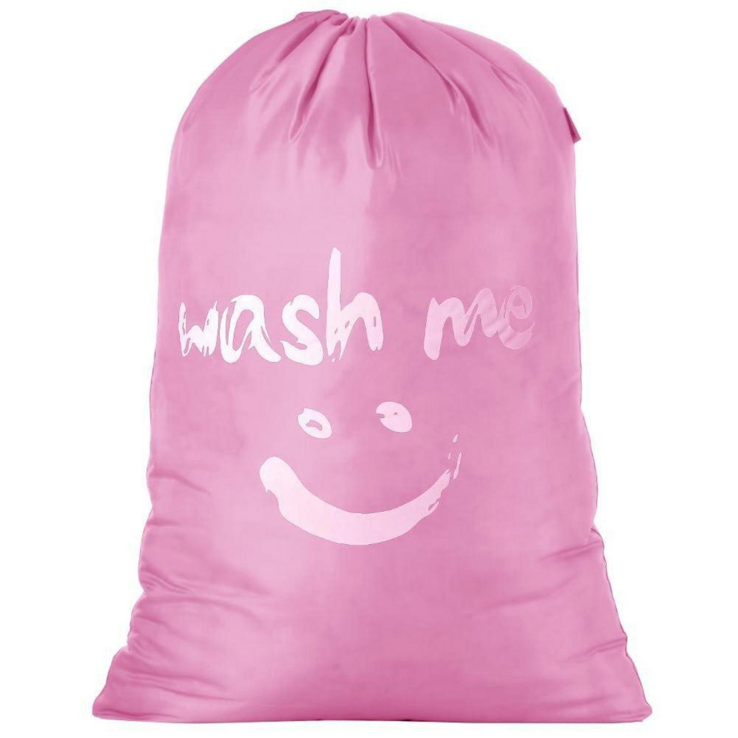 WÄSCHESACK 120L faltbar Rosa mit Smiley-Gesicht - Rosa, Textil (61/61/92cm)