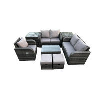 LOUNGESOFA-SET Polyrattan Dunkelgrau 8-Sitzer - Dunkelgrau, Metall - Fimous