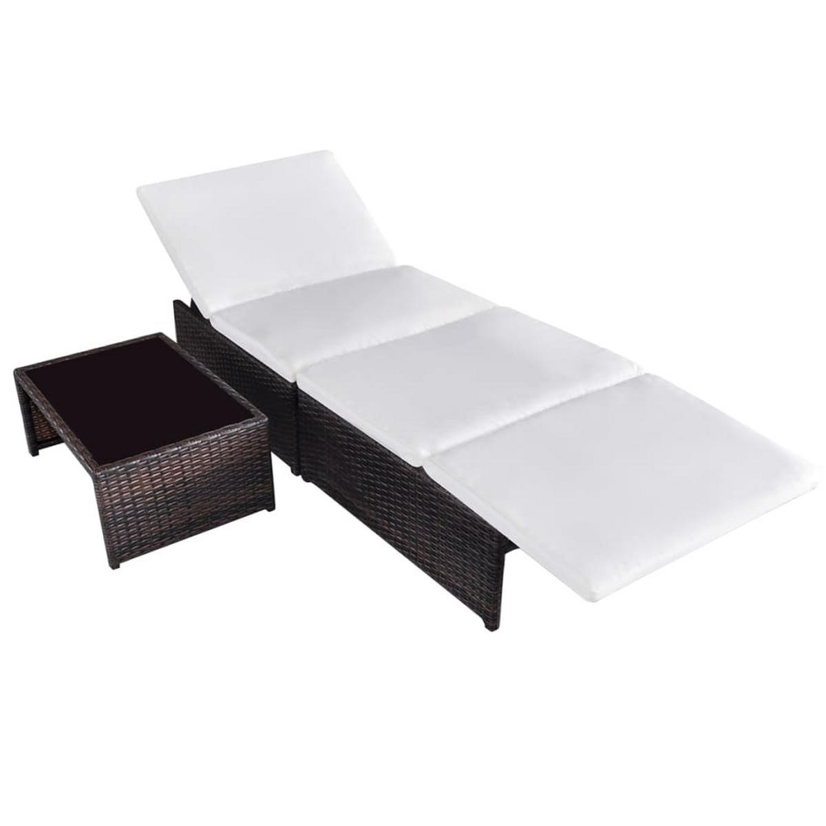 OUTDOOR-LEHNSTÜHLE 2 Stk. mit Tisch Braun Poly Rattan - Braun, Holz (65/69/190cm) - furnicato