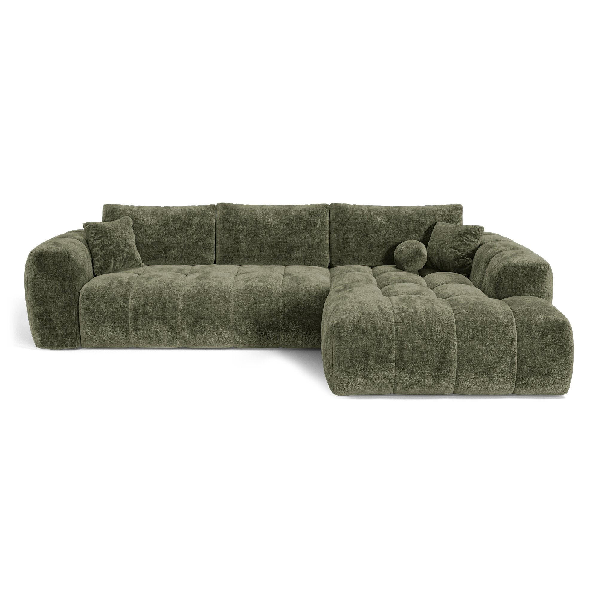 ECKSOFA rechtwinklig SKY Geprägter Samt Vintage-Grün 310cm - Dunkelgrün/Grün, Textil (310/180cm) - Premium Interiors