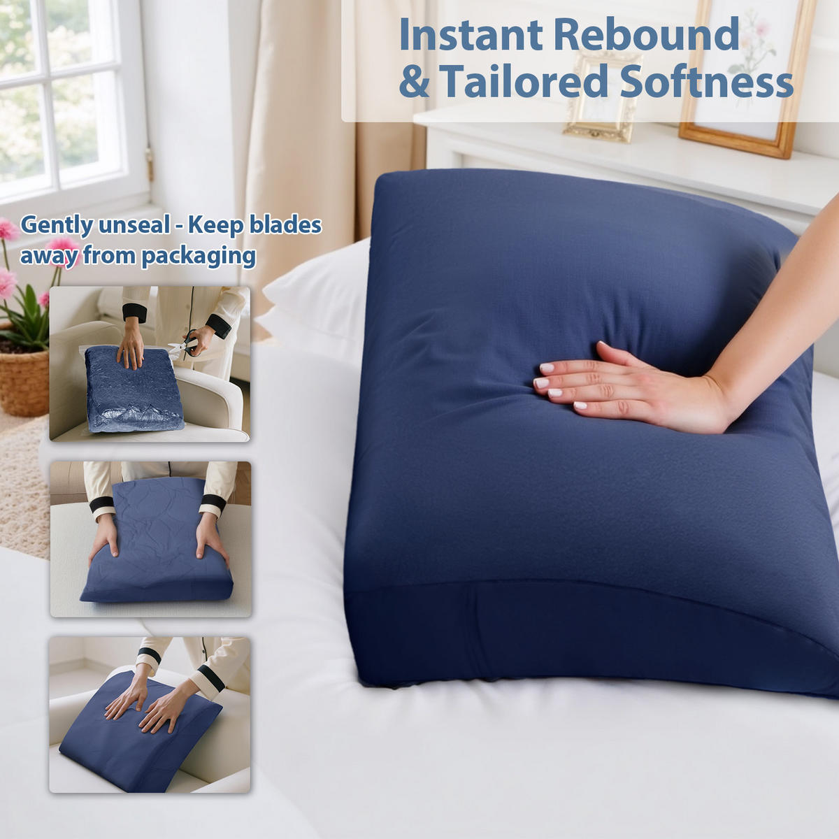 KEILKISSEN Ergonomisches Dunkelblau - Dunkelblau, Textil (13/60cm) - Vercart
