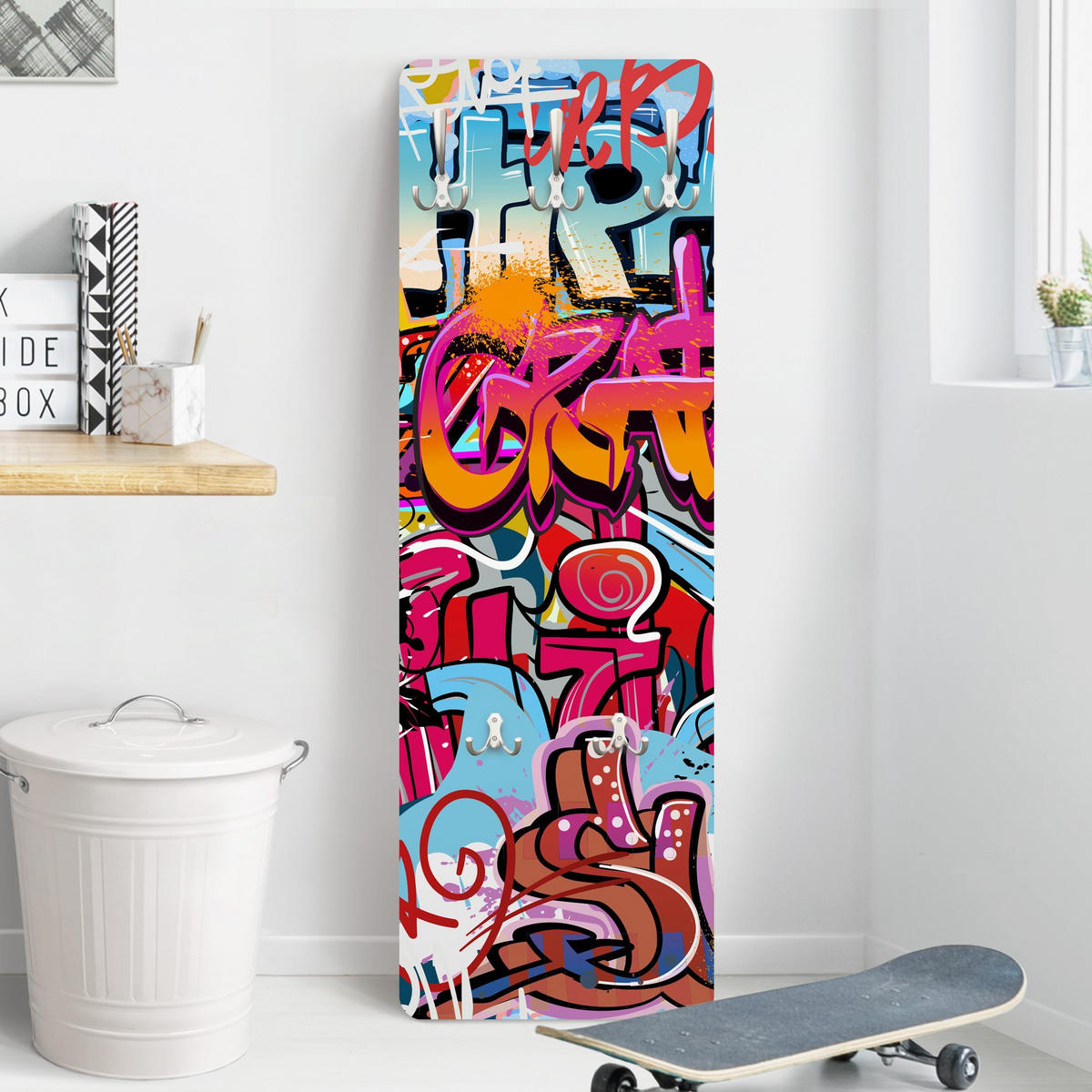 WANDGARDEROBE - HipHop Graffiti 34/105 cm - Multicolor, Holzwerkstoff (34/105/1.6cm) - Bilderwelten