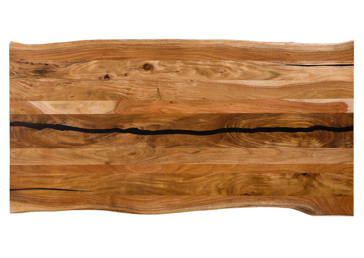 BAUMTISCH Akazie 240x100x74 natur lackiert / Epoxid schwarz, Kreuzgestell anthrazit glänzend EPOXY - Braun, Holz (100/240/74cm) - Massivmoebel24