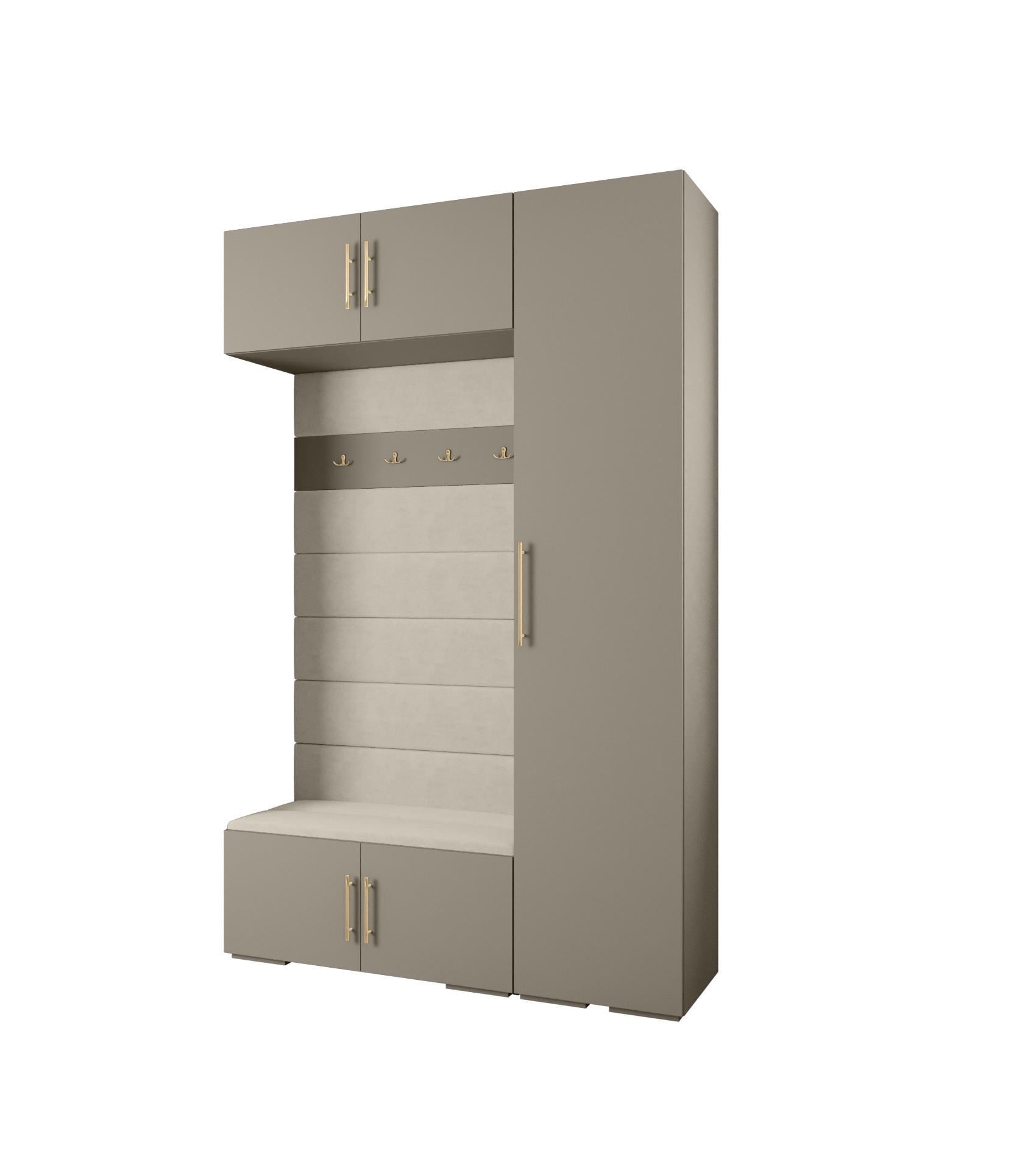 Abiks Möbel Garderoben-Set Kaschmir, Beige, Gold 150x236.7x47 cm